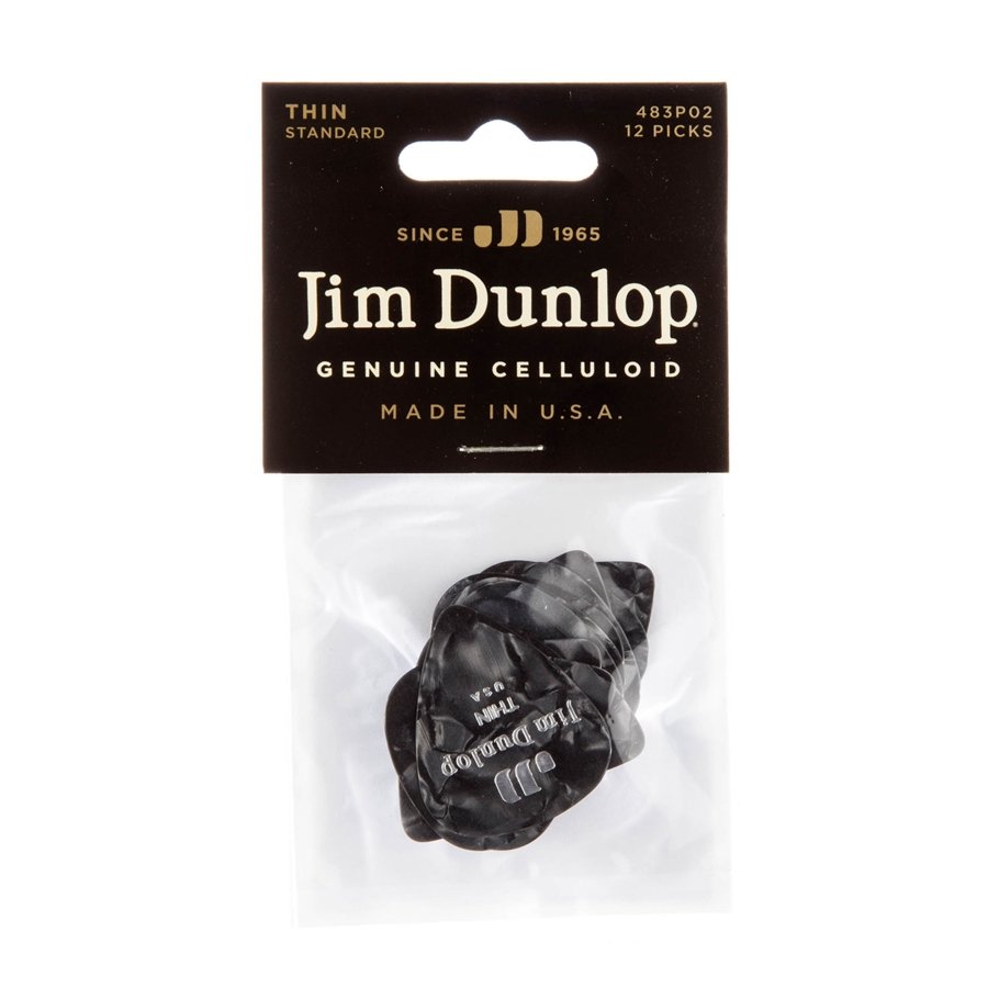 Dunlop 483P#02 Black Perloid - Thin