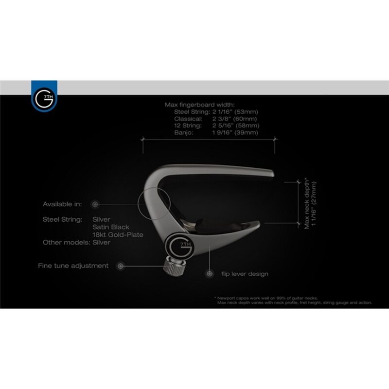 G7TH Newport 6 String Silver Capo