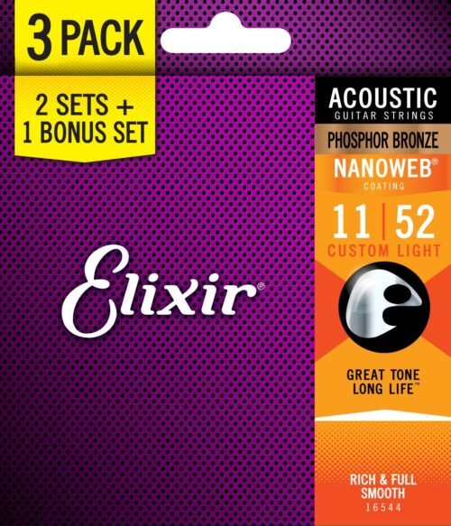 ELIXIR 3X2 PACK 16544 ACOUSTIC PHOSPHOR BRONZE NANOWEB - immagine 2