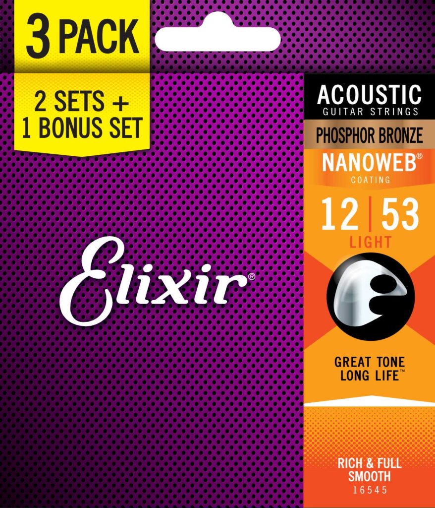 ELIXIR 3X2 PACK 16545 ACOUSTIC PHOSPHOR BRONZE NANOWEB - immagine 2