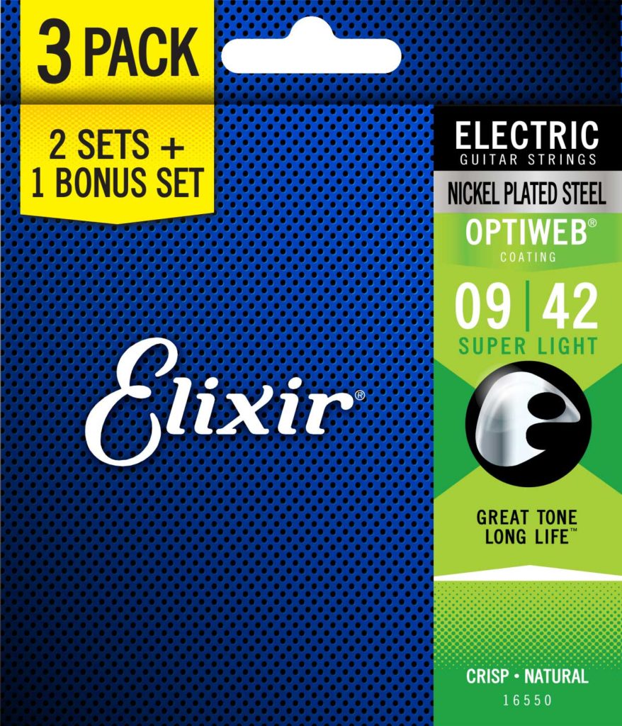 ELIXIR 3X2 PACK 16550 ELECTR NICKEL PLATED STEEL OPTIWEB - immagine 2