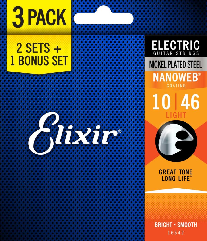 ELIXIR 3X2 PACK 16542 ELECTR NICKEL PLATED STEEL NANOWEB - immagine 2