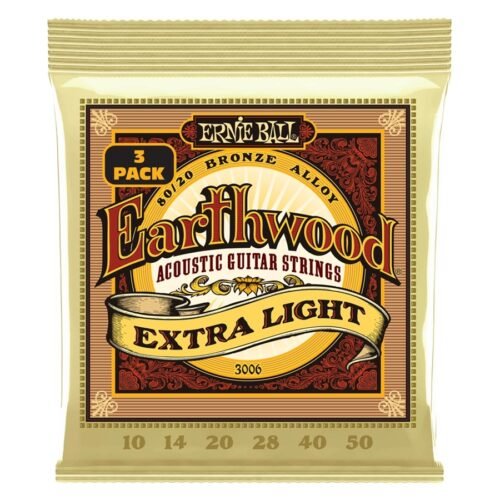 Ernie Ball 3006 Earthwood Extra Light 8020 3 Pk 10 50