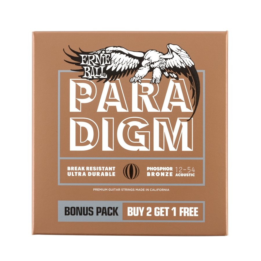 Ernie Ball 3316 Paradigm Medium Light Phosphor Bronze 12-54 Gauge 3 Pack