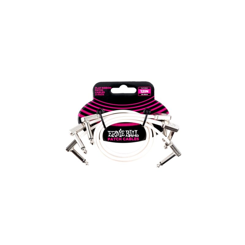 Ernie Ball 6386 Flat Ribbon Patch Cable White 30.48cm 3Pk