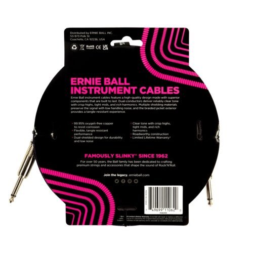 Ernie Ball 6393 Braided Straight Straight 3m