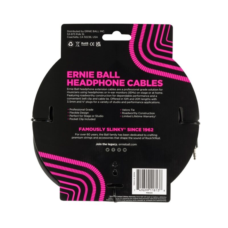 Ernie Ball 6425 Prolunga cuffie trs jack piccolo 6m