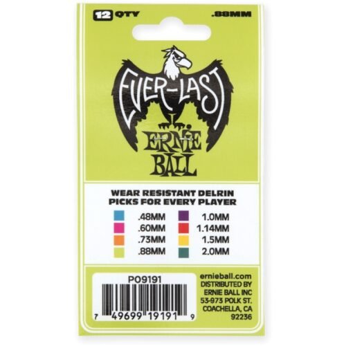 Ernie Ball Plettri Everlast Green 0.88mm Busta da 12