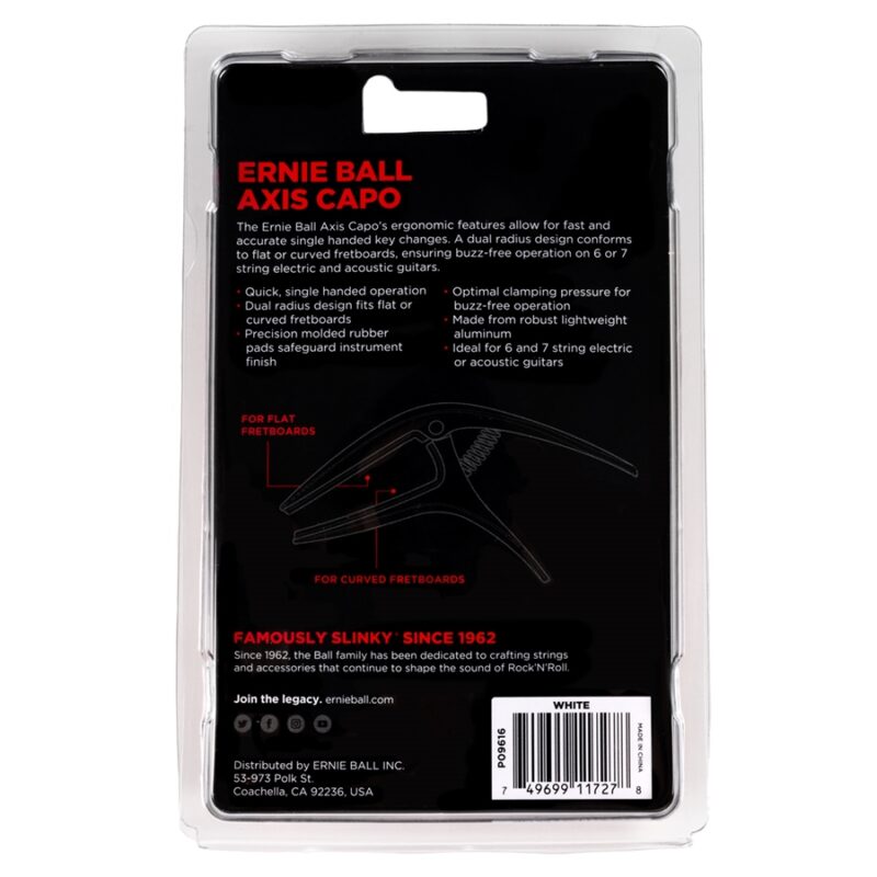 Ernie Ball 9616 Axis Dual Radius Capo White