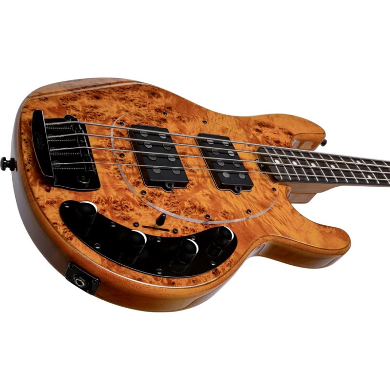 Sterling by Music Man StingRay HH RAY34HH Poplar Burl Amber