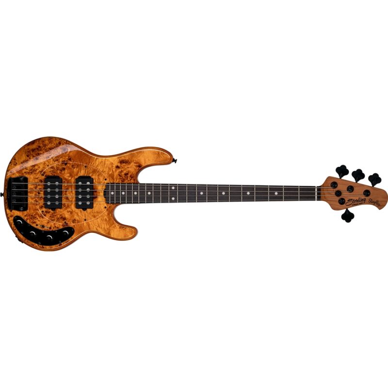 Sterling by Music Man StingRay HH RAY34HH Poplar Burl Amber