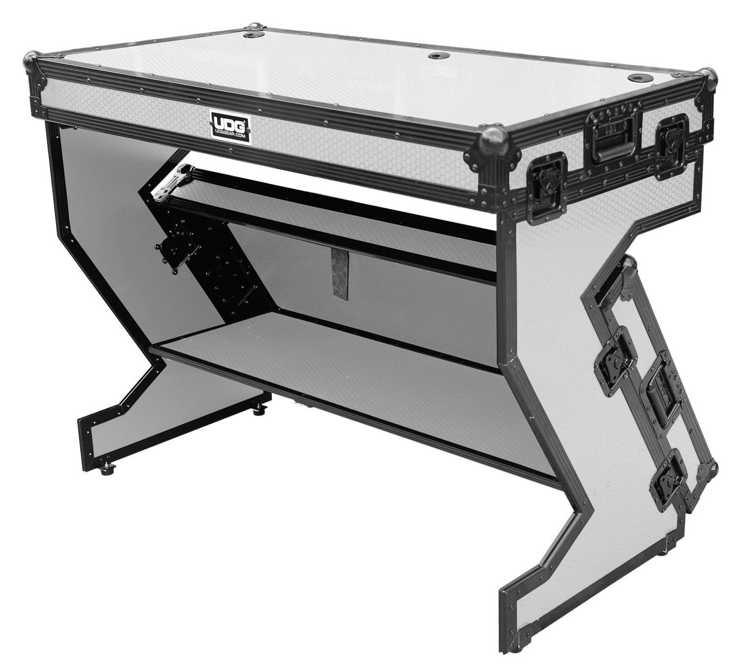 UDG U91072WH -ULTIMATE FLIGHT CASE PORTABLE Z-STYLE DJ TABLE WHITE PLUS (WHEELS)