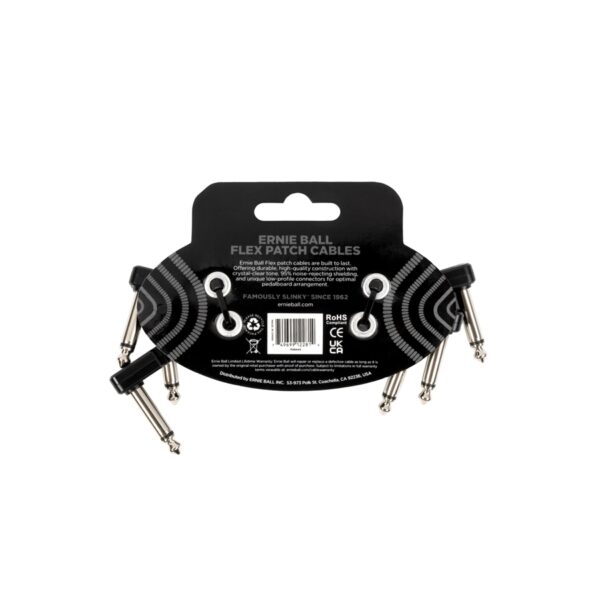 Ernie Ball 6443 Flex Patch Cable Black 8cm 3pk