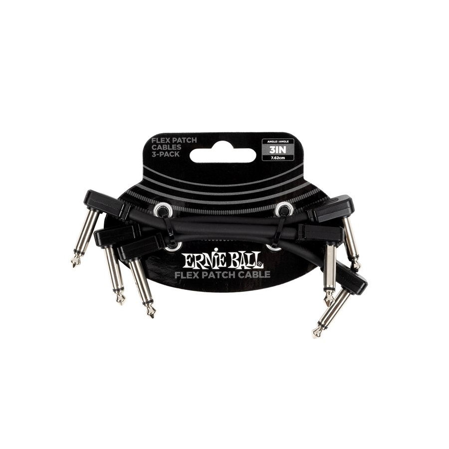 Ernie Ball 6443 Flex Patch Cable Black 8cm 3pk