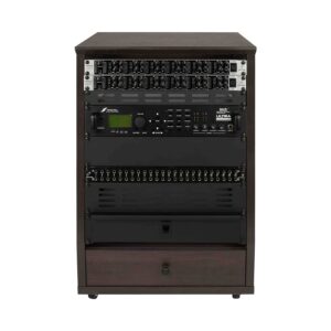 Gator Frameworks GFW-ELITESTUDIORK12-BRN Rack da studio inclinato 12 unità con finitura in noce scuro