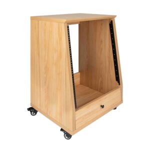 Gator Frameworks GFW-ELITESTUDIORK12-MPL Rack da studio inclinato 12 unità con finitura in acero naturale opaco