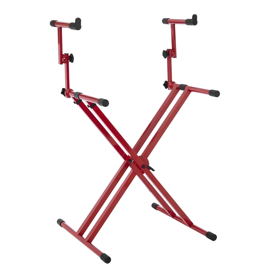 Gator Frameworks GFW-KEY-5100XRED Supporto per tastiera a doppio livello con struttura a 'X' in colore rosso