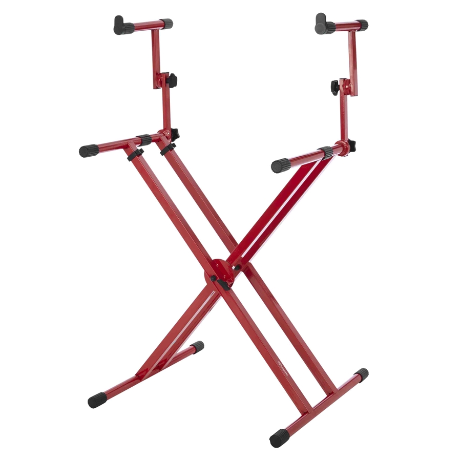 Gator Frameworks GFW-KEY-5100XRED Supporto per tastiera a doppio livello con struttura a 'X' in colore rosso