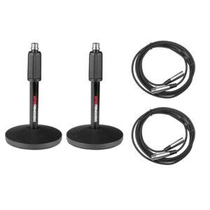 Gator Frameworks GFW-MIC-DESKTOP-2PK Set da 2 supporti microfonici da tavolo con cavi XLR