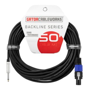 Gator Cableworks GCWB-SPK-50-1TL Cavo speaker jack TS dritto/speakon 15 m Serie Backline