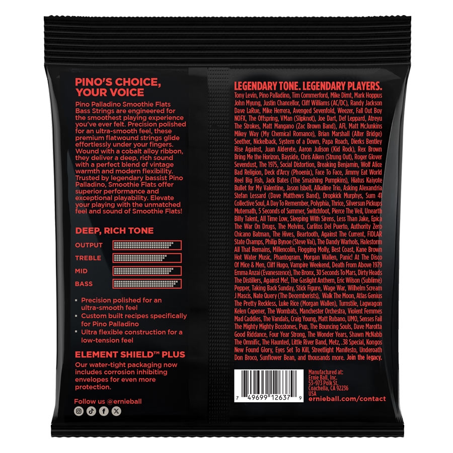 Ernie Ball 2748 Pino Palladino Smoothie Flats Strings Extra Light 38-98