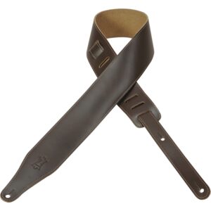Levy's DM17-DBR Tracolla in pelle pieno fiore Dark Brown 2 1/2'