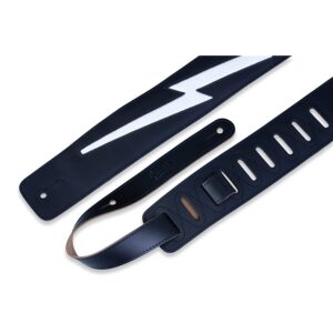 Levy's DM2-BLK Tracolla in pelle Lightning Bolt Black 2 1/2'