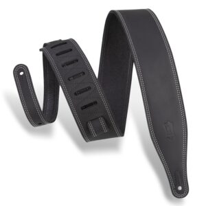 Levy's M17BDS-BLK Tracolla in pelle con doppia cucitura Black 2 1/2'