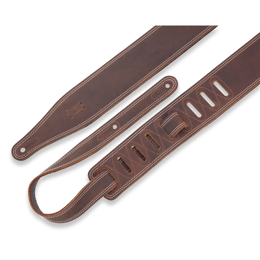 Levy's M17BDS-DBR Tracolla in pelle con doppia cucitura Dark Brown 2 1/2'