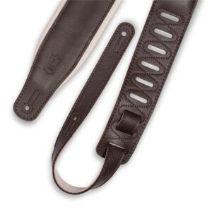 Levy's M26GP-DBR-CRM Tracolla in pelle Dark Brown con retro Cream 3 1/4'