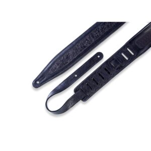 Levy's M317FG-BLK Tracolla in pelle con rilievo fiorentino Black 2 1/2'