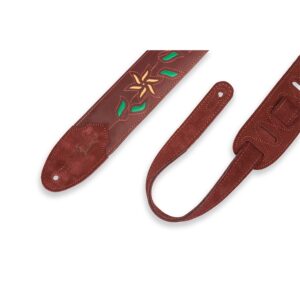 Levy's M4FV-BRG_TAN Tracolla in pelle Flowering Vine Series Burgundy e Tan 2 1/2'