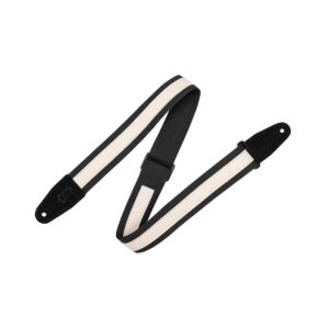 Levy's MC2CG-BLK-CRM Tracolla in cotone Black con strip in pelle Cream 2'