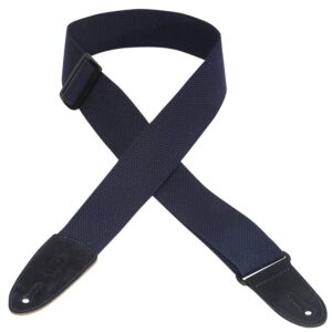 Levy's MC8-NAV Tracolla in cotone con terminali in pelle scamosciata Navy 2'