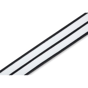 Levy's MG317DRS-BLK_WHT Tracolla in pelle Double Racing Stripe Black White 2 1/2'