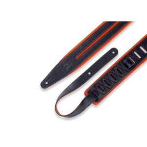 Levy's MG317DRS-ORG_BLK Tracolla in pelle Double Racing Stripe Orange Black 2 1/2'