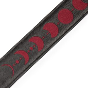 Levy's MG317MP-BLK-BRG Tracolla in pelle Burgundy Moon Phases Black 2 1/2'