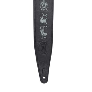 Levy's MG317ZE-BLK Tracolla in pelle ricamata Zodiac Signs Black 2 1/2'