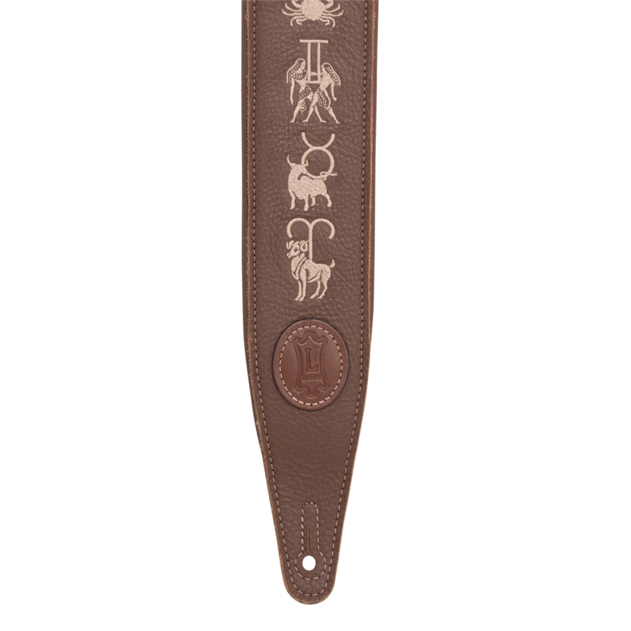Levy's MG317ZE-BRN Tracolla in pelle ricamata Zodiac Signs Brown 2 1/2'