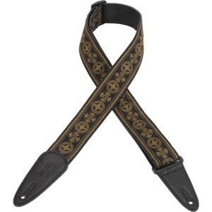 Levy's MGHJ2-001 Tracolla in jacquard con retro in pelle Black & Brown 2'