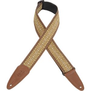 Levy's MGHJ2-005 Tracolla in jacquard con retro in pelle Tan & Cream 2'