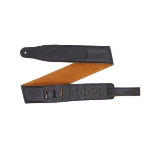 Levy's MGS80CS-BLK-HNY Tracolla in pelle imbottita con retro in pelle scamosciata Black & Honey 2 1/2'