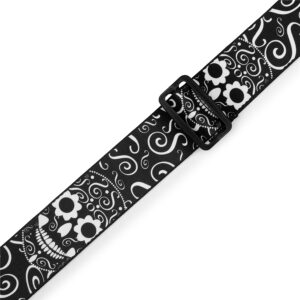 Levy's MP2CAL-003 Tracolla in poliestere Calaca Series Black and White Skull 2'