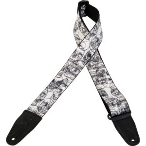 Levy's MPD2-048 Tracolla in poliestere White & Black Skulls 2'