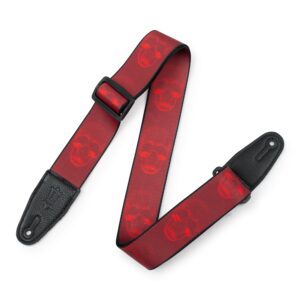 Levy's MPD2-114 Tracolla in poliestere Dark Red & Red Skulls 2'