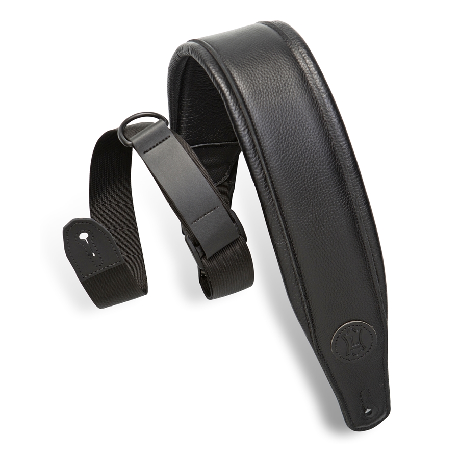 Levy's MRHGP-BLK Tracolla in pelle Right Height Black on Black 3 1/2'