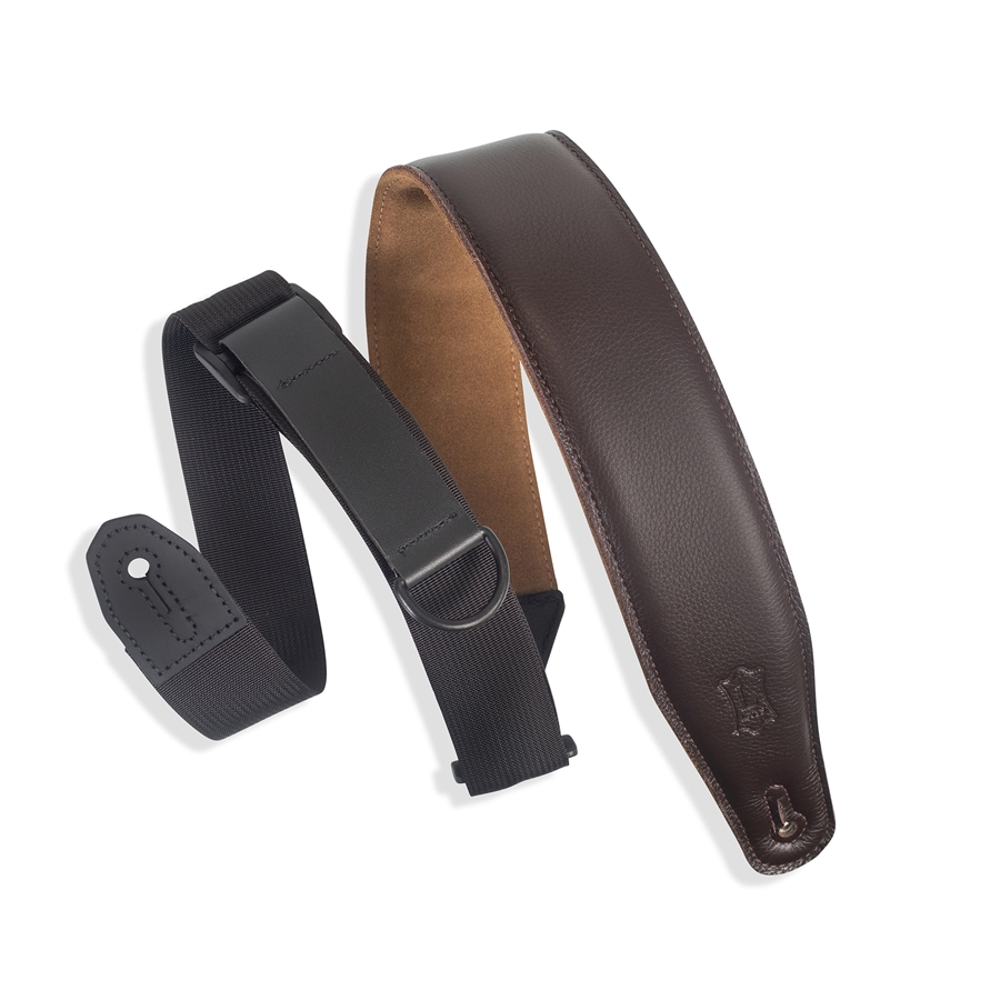 Levy's MRHGS-DBR Tracolla in pelle Right Height Dark Brown 2 1/2'