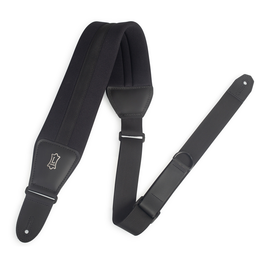 Levy's MRHNP3-BLK Tracolla in neoprene Right Height Solid Noir 3 1/4'