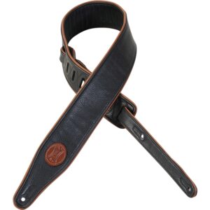 Levy's MSS17-BLK Tracolla in pelle con imbottitura morbida Brown & Walnut 2 1/2'