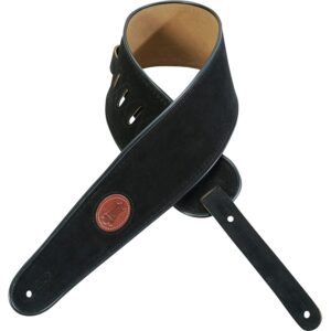 Levy's MSS3-4-BLK Tracolla in pelle scamosciata con piping Black 4'